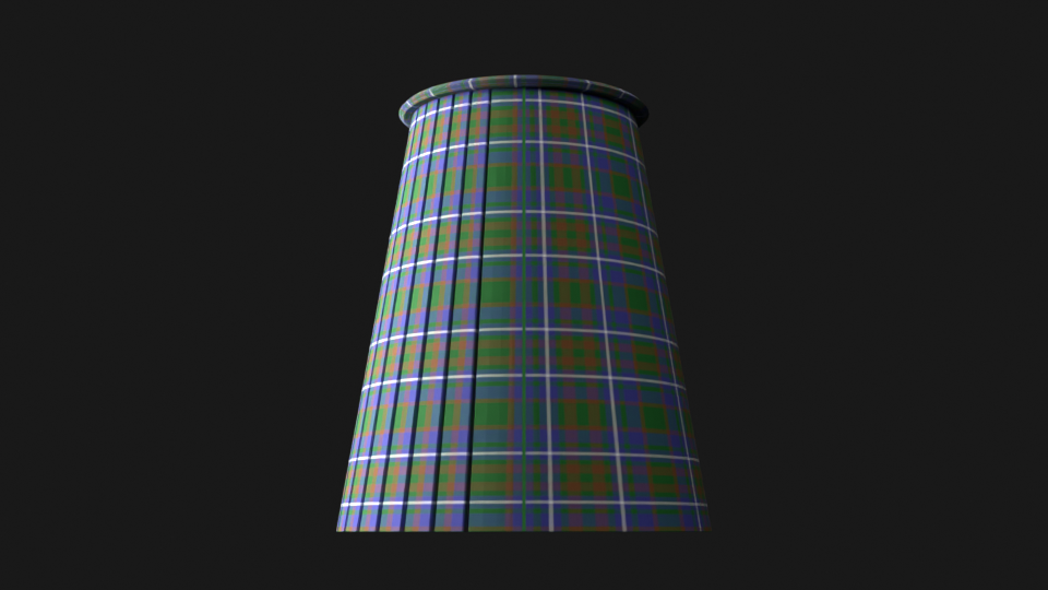 A pleated kilt made in the blue, green, white, and brown MacScott tartan